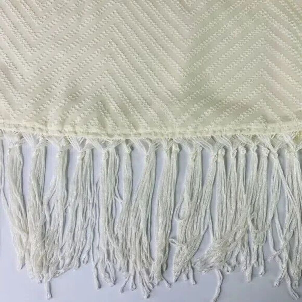 Skies Are Blue Dress Womens Size Small Cream Textured Boho Tassels Pom Pom Tunic - Picture 10 of 10